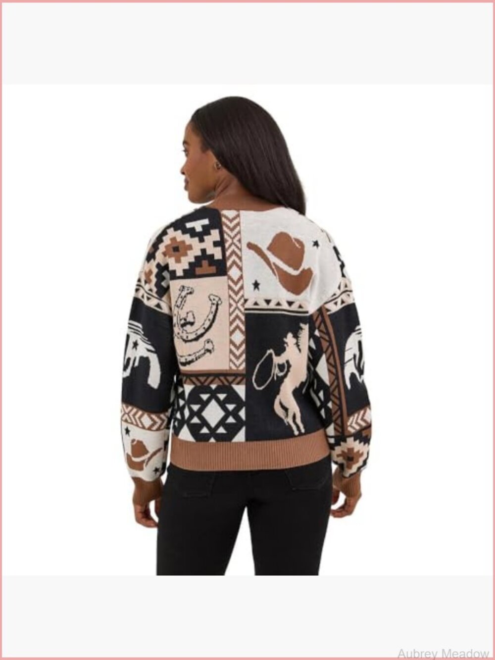 Retro Cardigan with Punchy Design - Short Sleeve Crew Neck - Picture 3 of 3